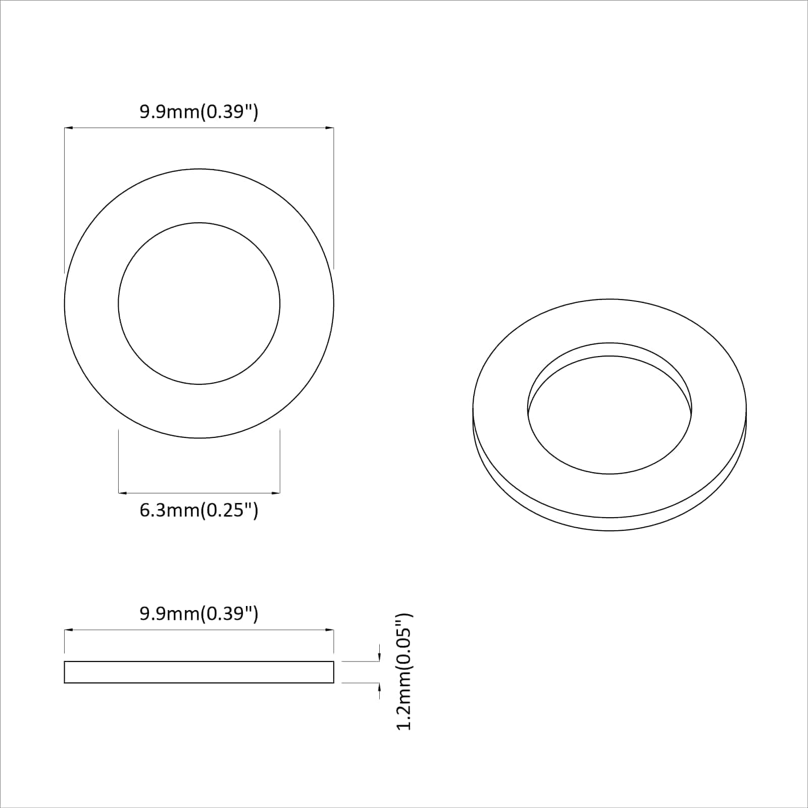 Washers 2 pcs Zilver 10 x 10 x 0,8 mm IJzer is nu te koop bij PeponiXL, paradijselijk wonen!