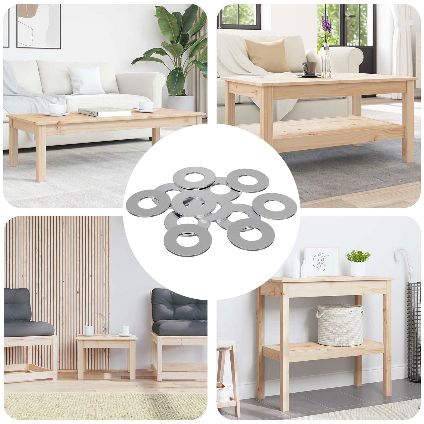 Washers 12 pcs Zilver 16 x 16 x 1,5 cm IJzer is nu te koop bij PeponiXL, paradijselijk wonen!