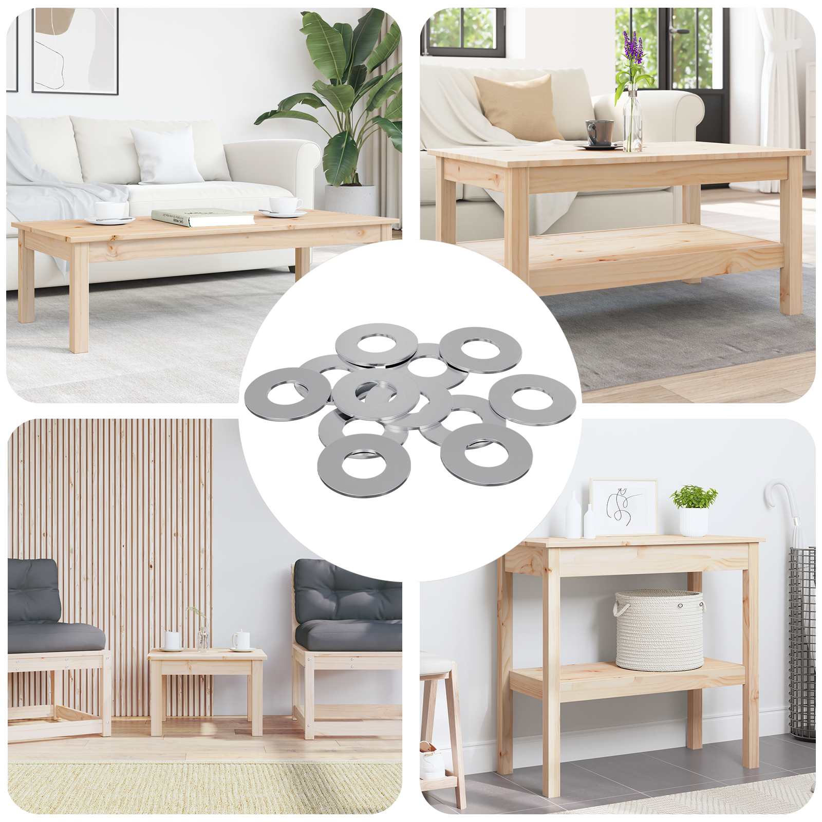 Washers 12 pcs Zilver 16 x 16 x 1,5 cm IJzer is nu te koop bij PeponiXL, paradijselijk wonen!