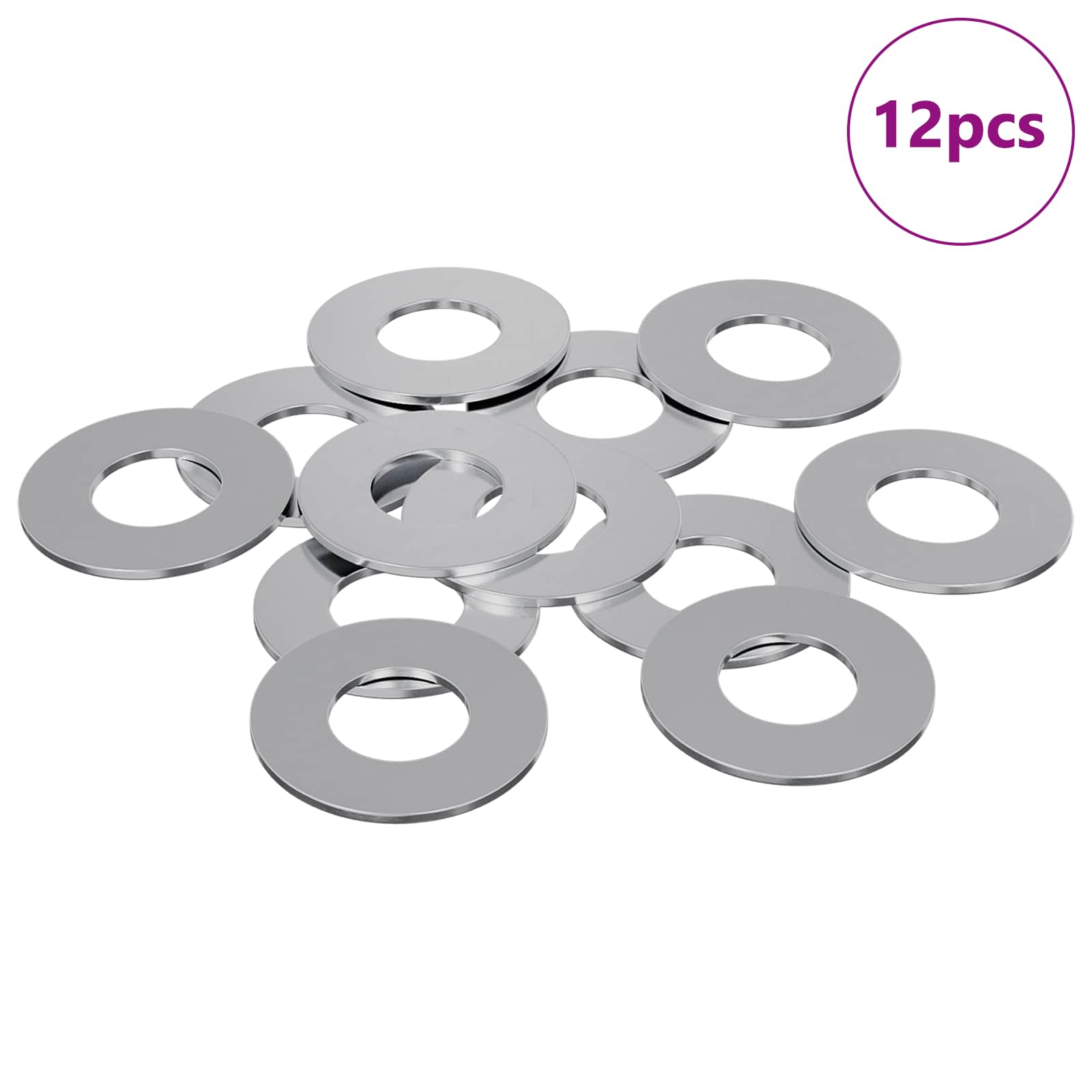 Washers 12 pcs Zilver 16 x 16 x 1,5 cm IJzer is nu te koop bij PeponiXL, paradijselijk wonen!