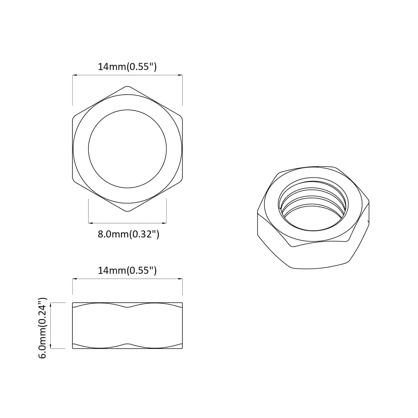 Zeshoekige Moer 2 pcs Zilver m8 Metaal is nu te koop bij PeponiXL, paradijselijk wonen!