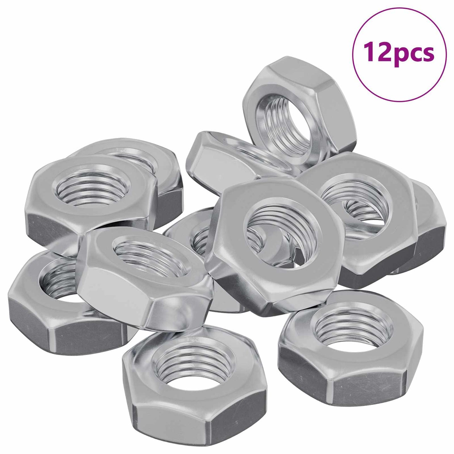 Zeshoekige Moer 12 pcs Zilver m8 Metaal is nu te koop bij PeponiXL, paradijselijk wonen!