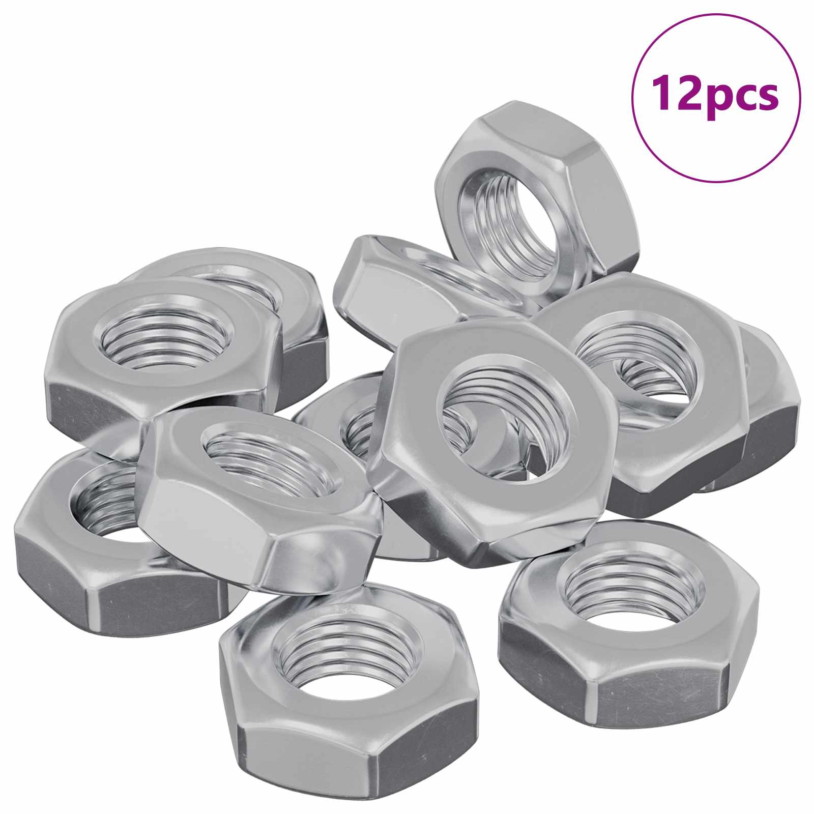 Zeshoekige Moer 12 pcs Zilver m8 Metaal is nu te koop bij PeponiXL, paradijselijk wonen!