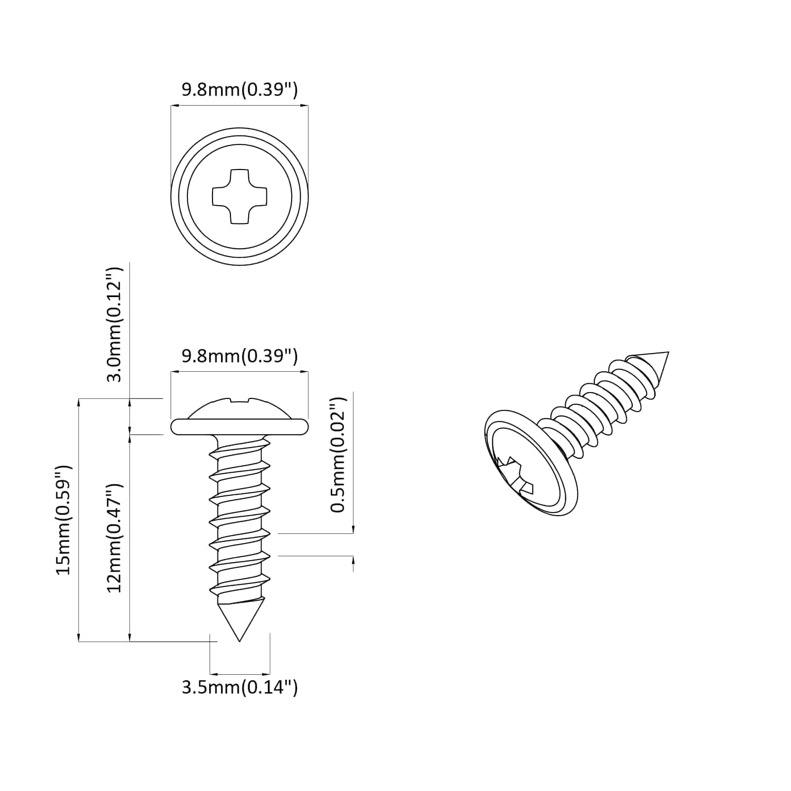 Zelftappende Nagel 2 pcs Zwart 3,5 x 12 mm IJzer is nu te koop bij PeponiXL, paradijselijk wonen!