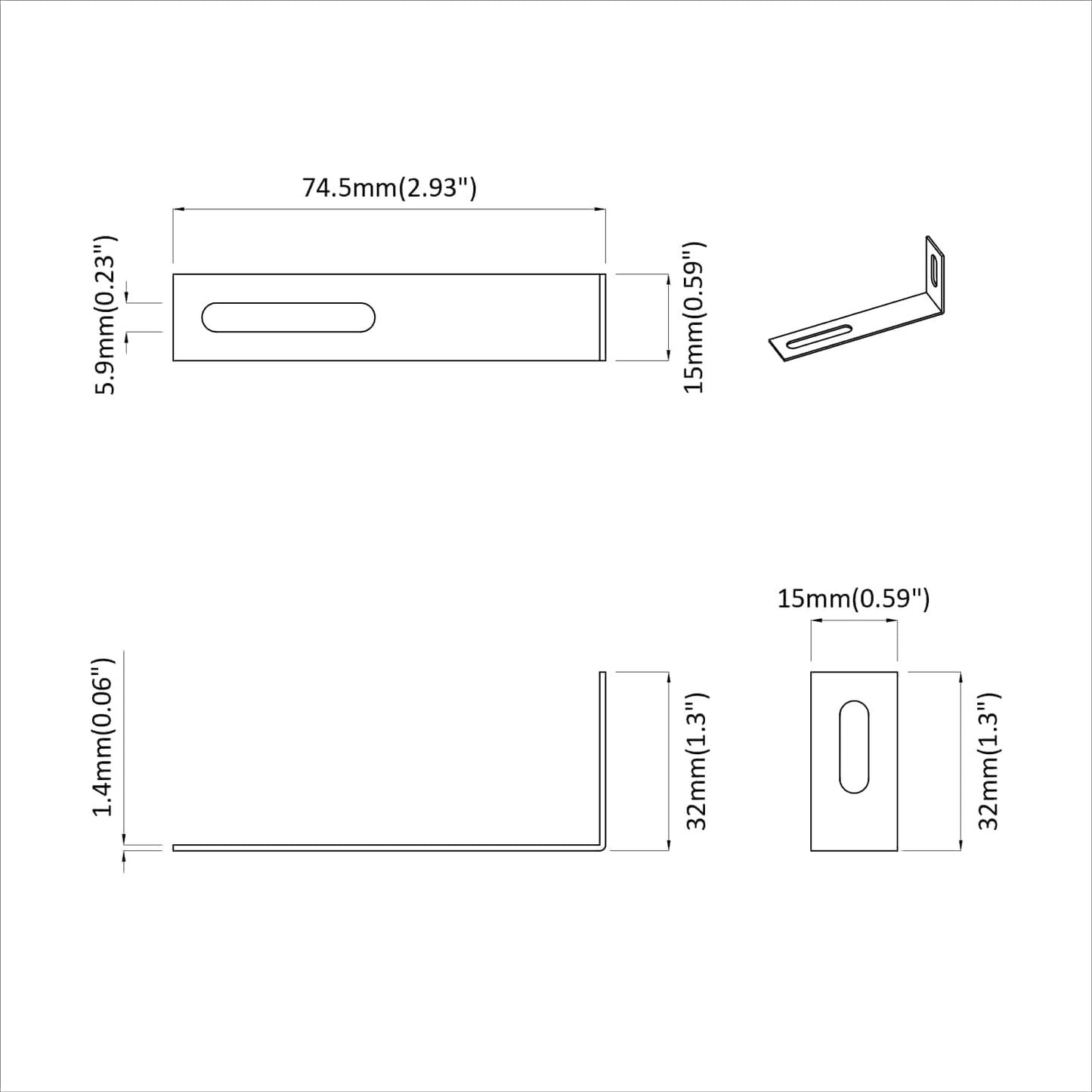 Anti Tip Beugel Effen 2 pcs Zilver 74,5 x 15 x 32 mm IJzer is nu te koop bij PeponiXL, paradijselijk wonen!