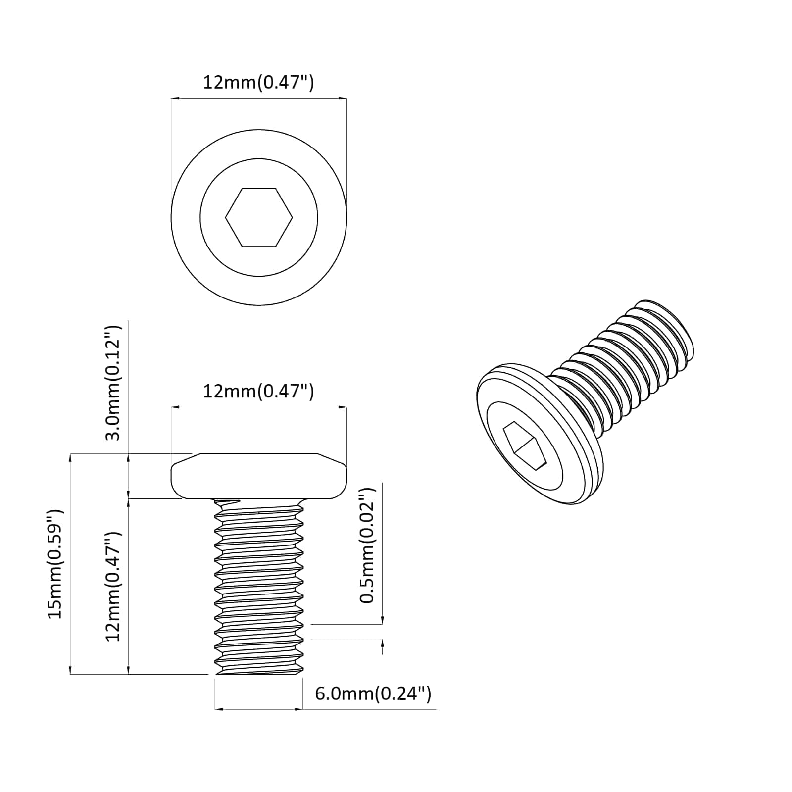 Slotschroef Effen 12 pcs Zilver M6 x 12 mm Staal is nu te koop bij PeponiXL, paradijselijk wonen!