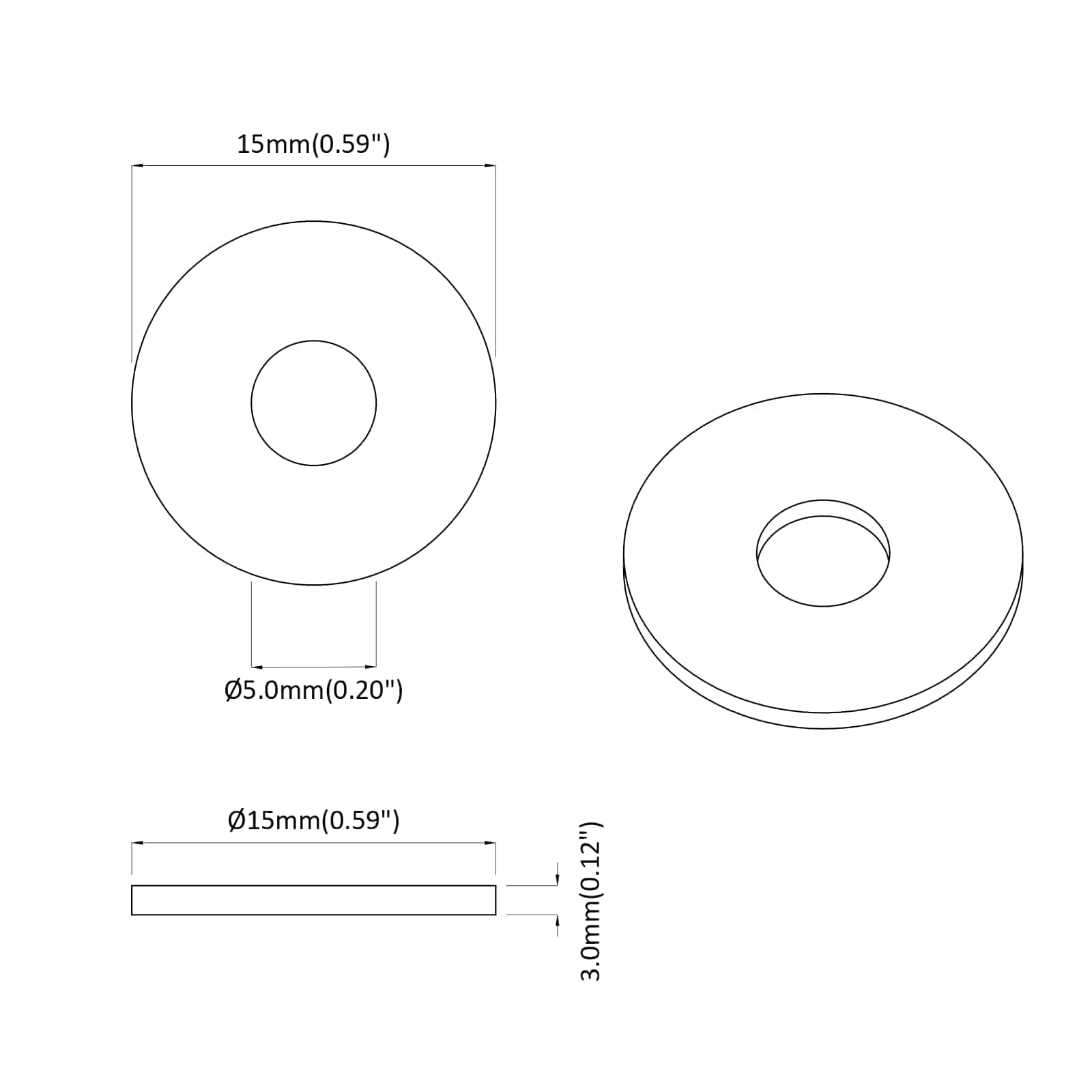 geschikt voor vlakke ringen 2 pcs Zwart ∅15 x 3 mm is nu te koop bij PeponiXL, paradijselijk wonen!