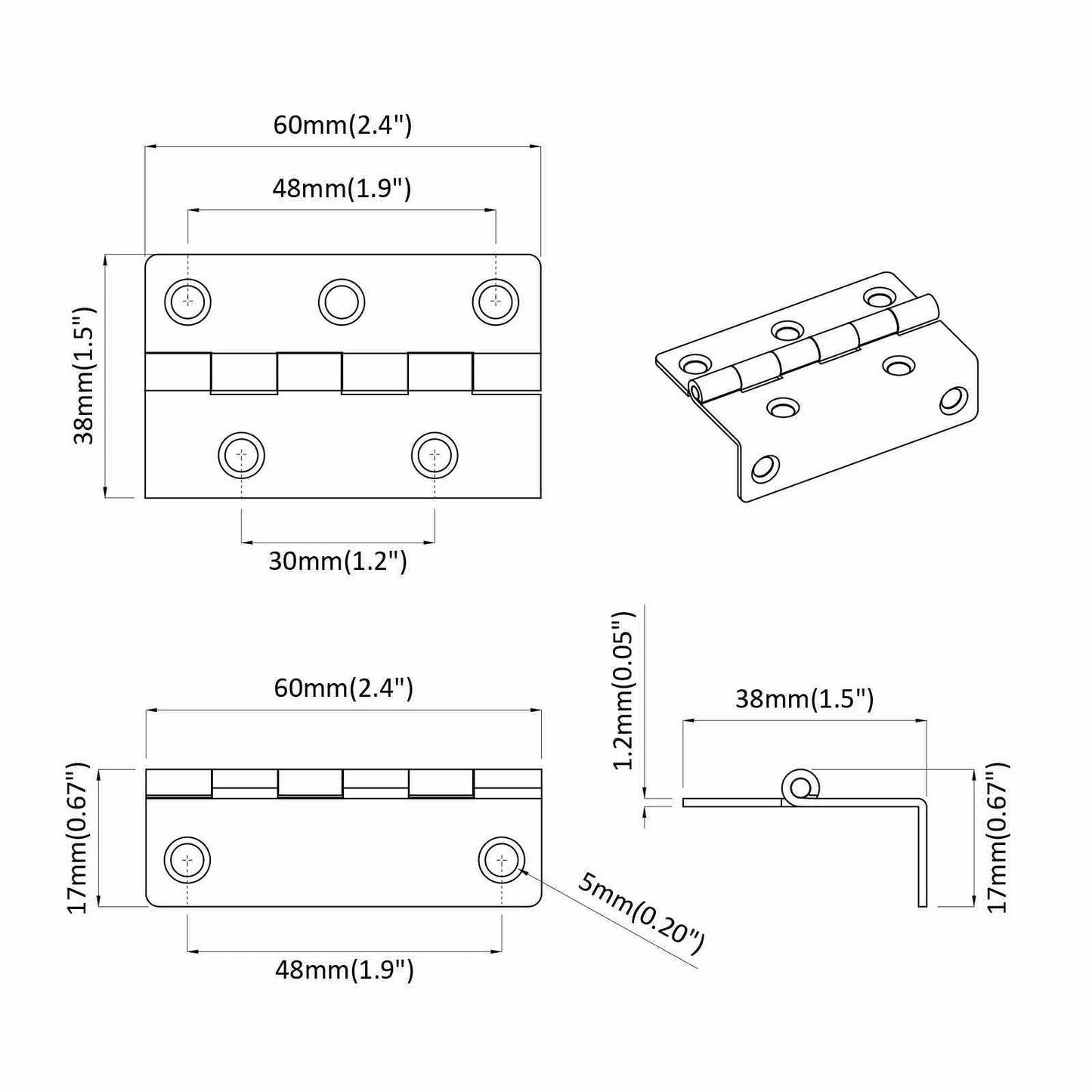 Scharnier 537 pcs Zwart 38 x 17 x 60 mm IJzer is nu te koop bij PeponiXL, paradijselijk wonen!