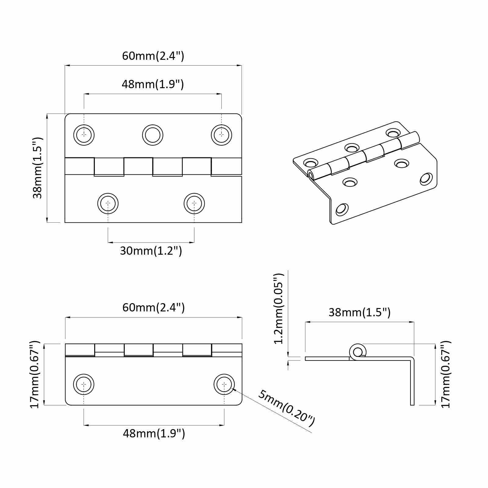 Scharnier 537 pcs Zwart 38 x 17 x 60 mm IJzer is nu te koop bij PeponiXL, paradijselijk wonen!