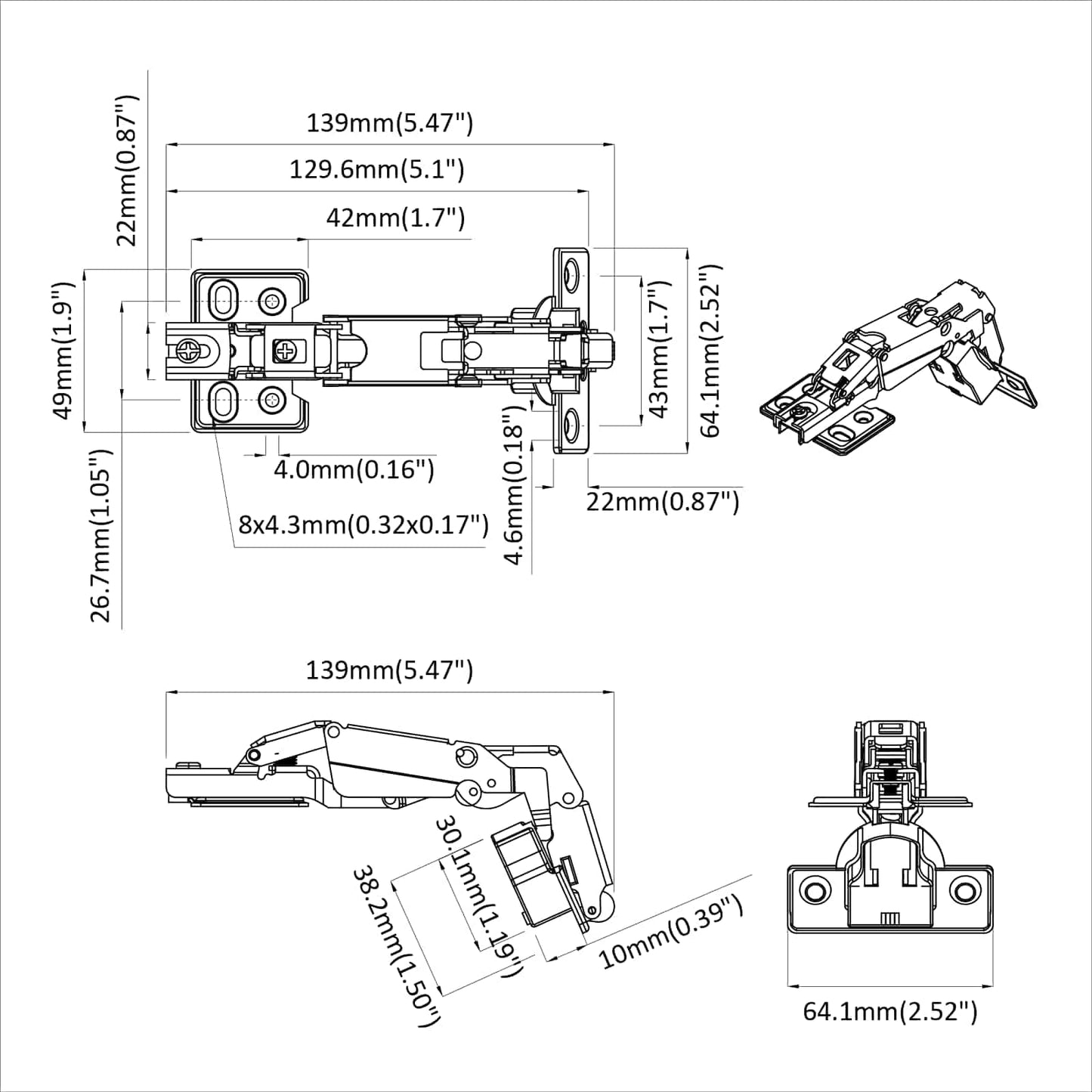 Scharnier 2 pcs Nikkel 139 x 64,1 x 10 mm IJzer is nu te koop bij PeponiXL, paradijselijk wonen!