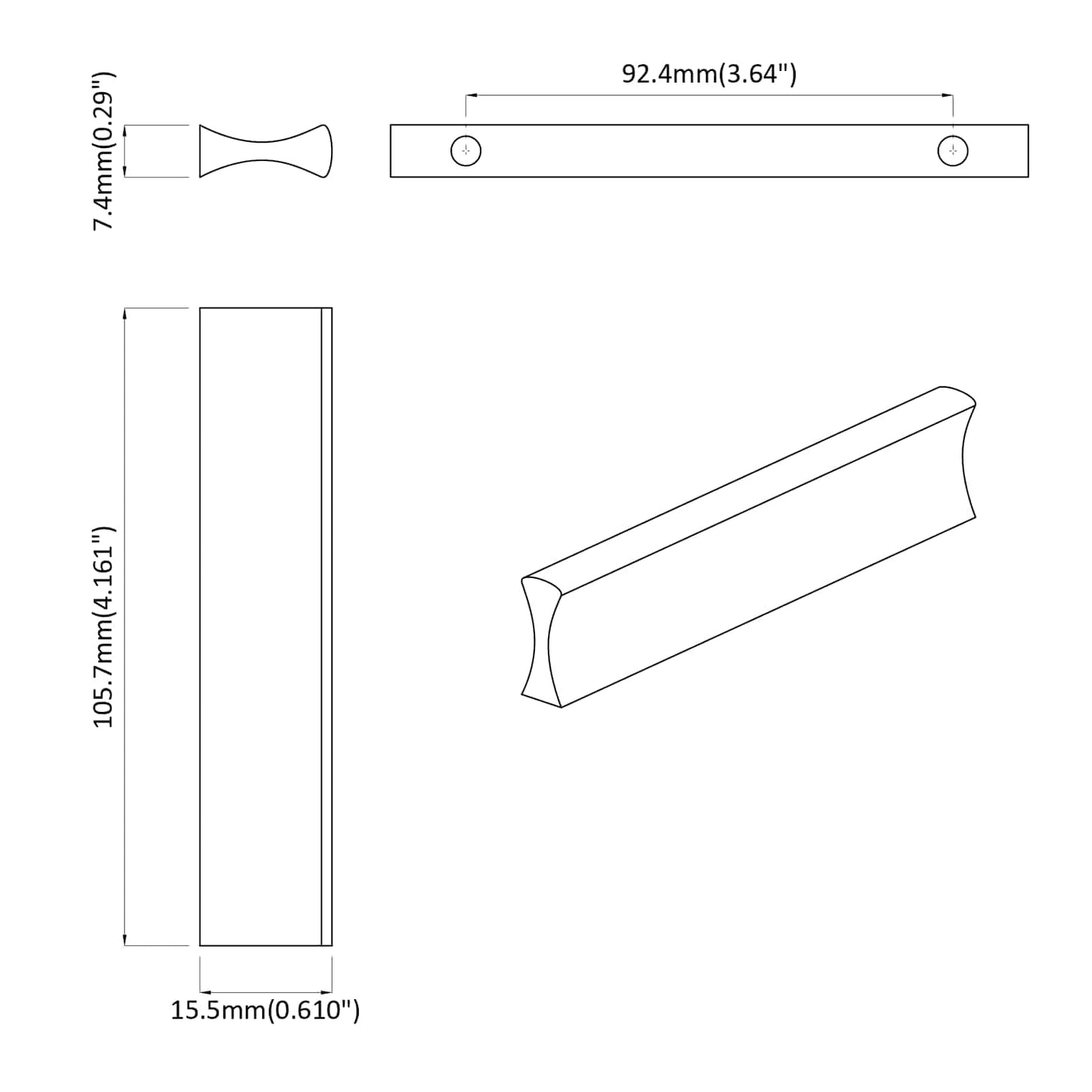 Handvat Effen 828 pcs Zilver 105.7 x 7.4 x 15.5 mm Aluminium is nu te koop bij PeponiXL, paradijselijk wonen!