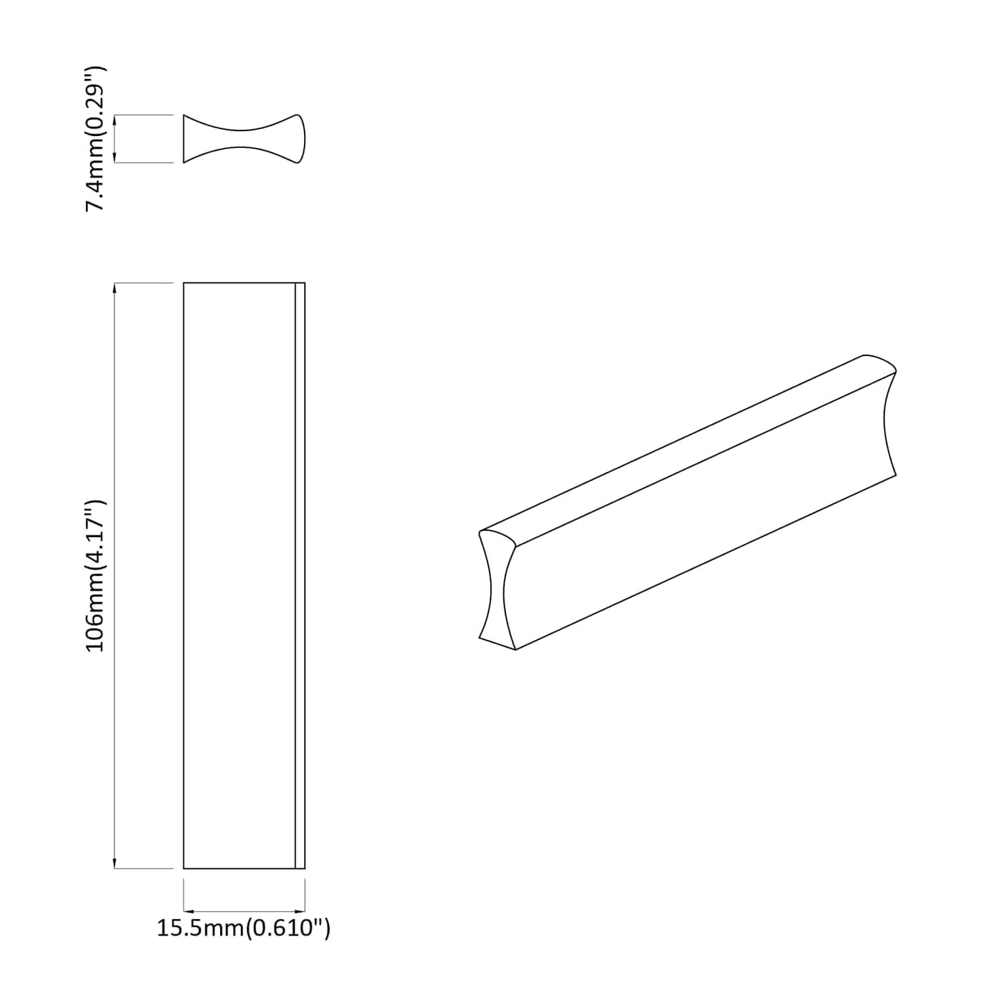 Handvat 973 pcs Zwart 106 x 7,4 x 15,5 mm Aluminium is nu te koop bij PeponiXL, paradijselijk wonen!
