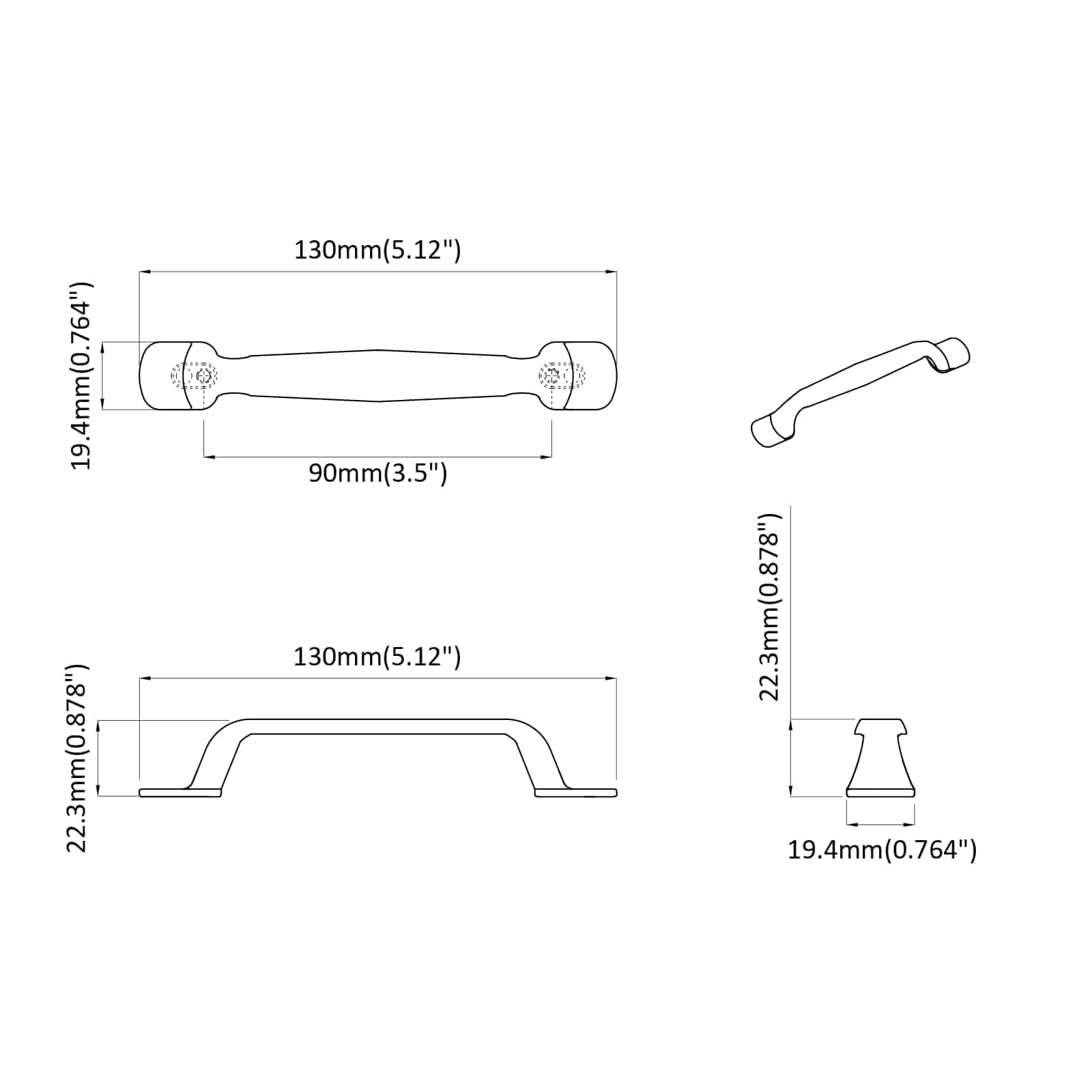 Meubelhandgreep 2 pcs Zwart 130 x 19,4 x 22,3 mm Aluminium is nu te koop bij PeponiXL, paradijselijk wonen!