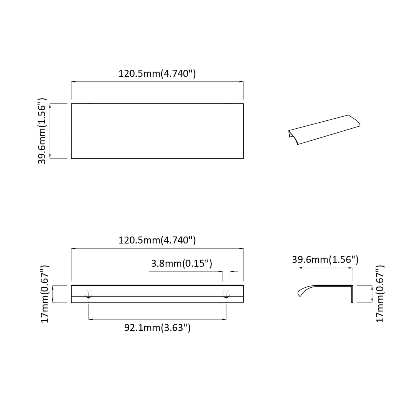 Handvat 12 pcs Zwart 120 x 39.6 x 17 mm Aluminium is nu te koop bij PeponiXL, paradijselijk wonen!