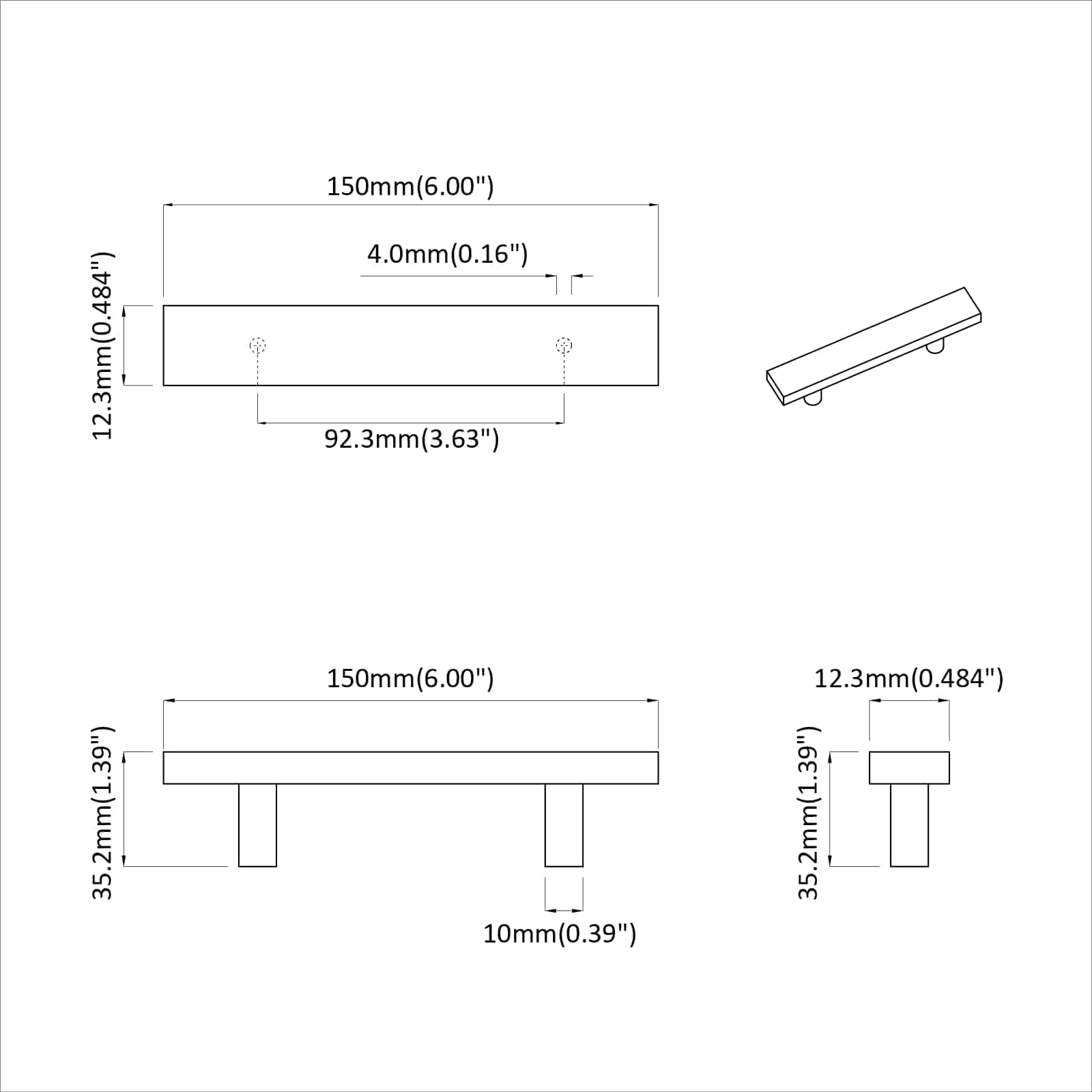 Kasthandgreep 12 pcs Zwart 150 x 12,3 x 35,2 mm Roestvrij staal is nu te koop bij PeponiXL, paradijselijk wonen!