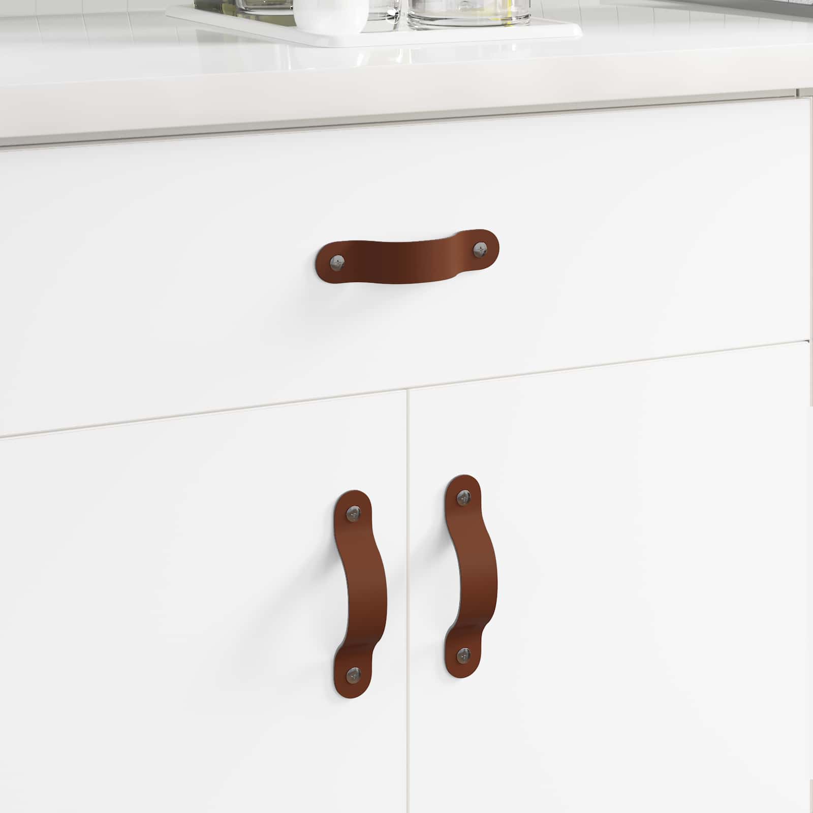 Kast Handvatten 2 pcs Bruin 140 x 25 x 2,3 mm PU is nu te koop bij PeponiXL, paradijselijk wonen!
