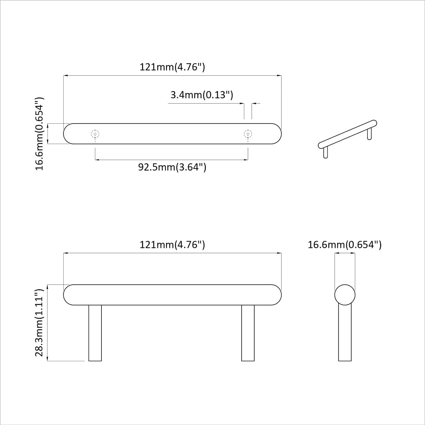 Kasthandgreep 474 pcs Zwart 121 x 16.6 x 28.3 mm IJzer is nu te koop bij PeponiXL, paradijselijk wonen!