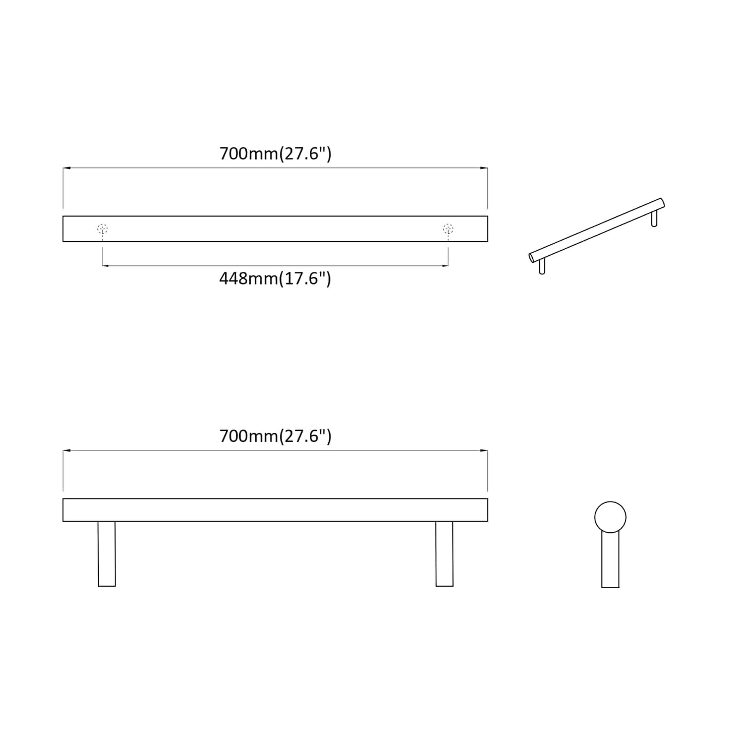 Kasthandgreep 12 pcs Zilver 700mm Roestvrij staal is nu te koop bij PeponiXL, paradijselijk wonen!
