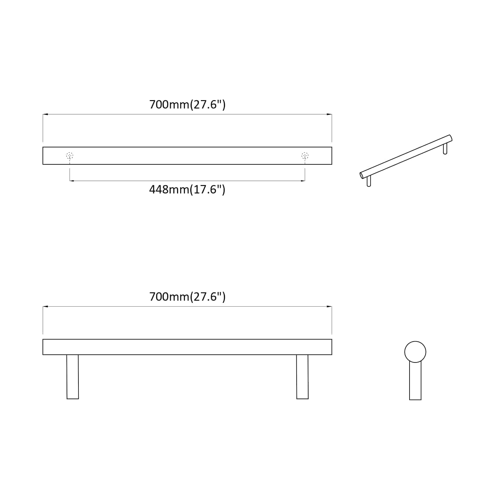 Kasthandgreep 12 pcs Zilver 700mm Roestvrij staal is nu te koop bij PeponiXL, paradijselijk wonen!