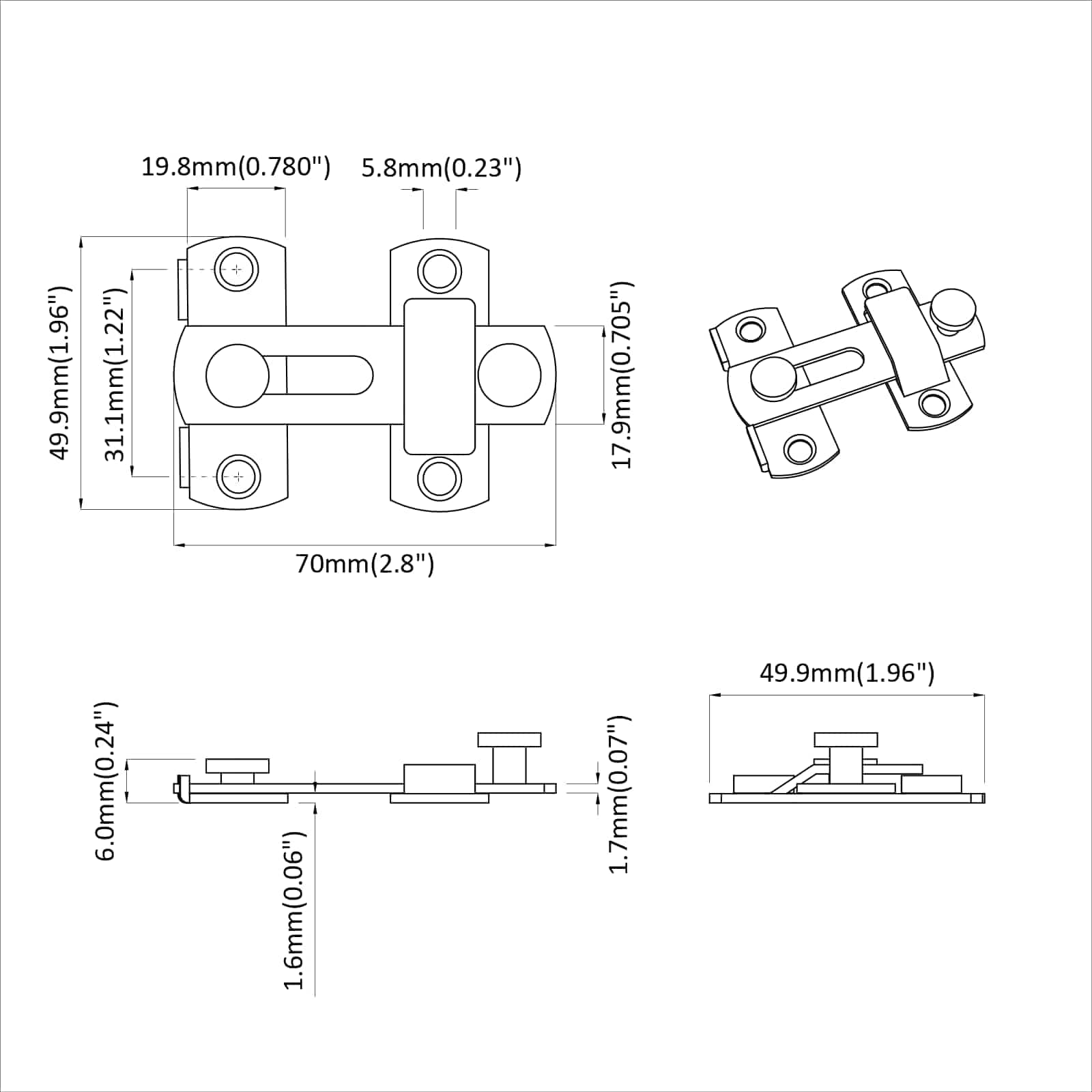 Deurslot 2 pcs Zilver 70 x 8 mm Staal is nu te koop bij PeponiXL, paradijselijk wonen!