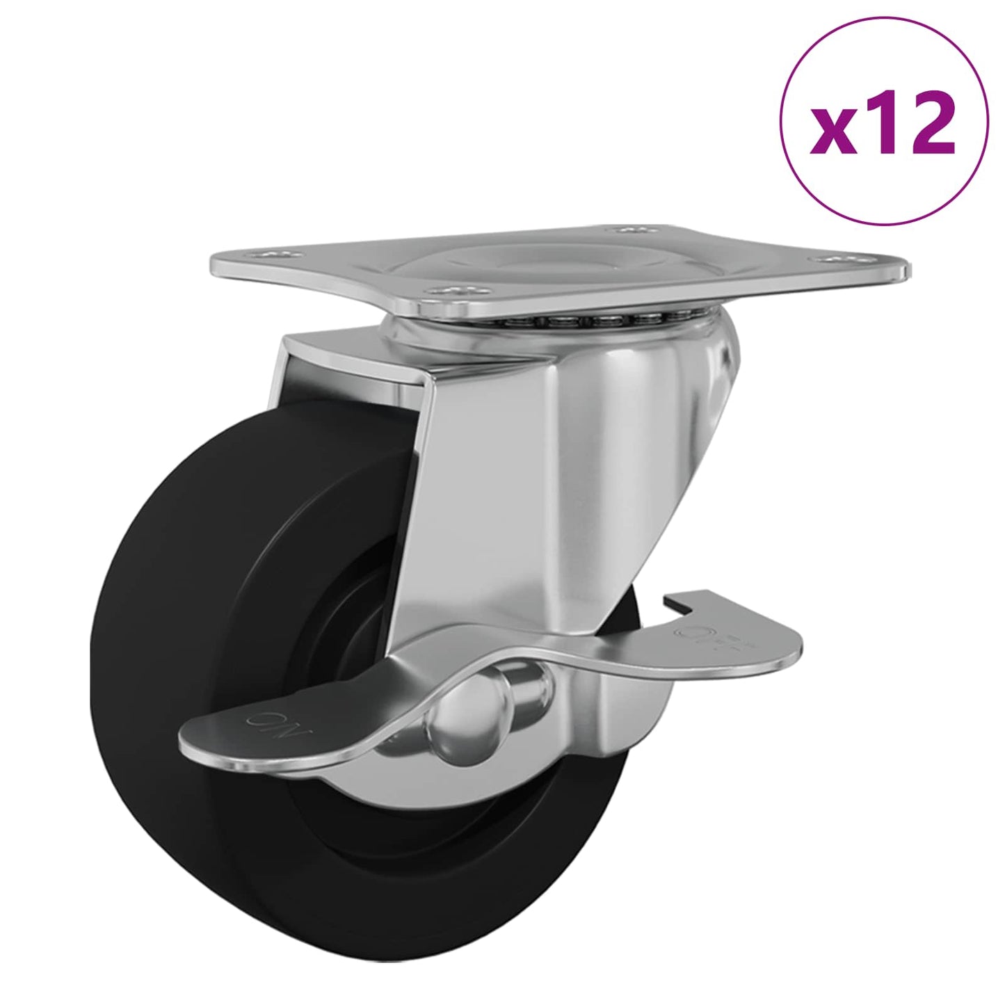 Caster 12 pcs Zwart en zilver 50,7 x 50,7 x 24,4 mm is nu te koop bij PeponiXL, paradijselijk wonen!