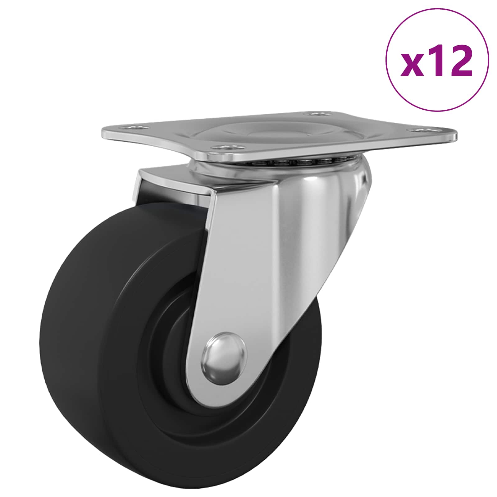 Zwenkwiel 12 pcs Zilver 60 x 60 x 50 mm IJs en nylon is nu te koop bij PeponiXL, paradijselijk wonen!