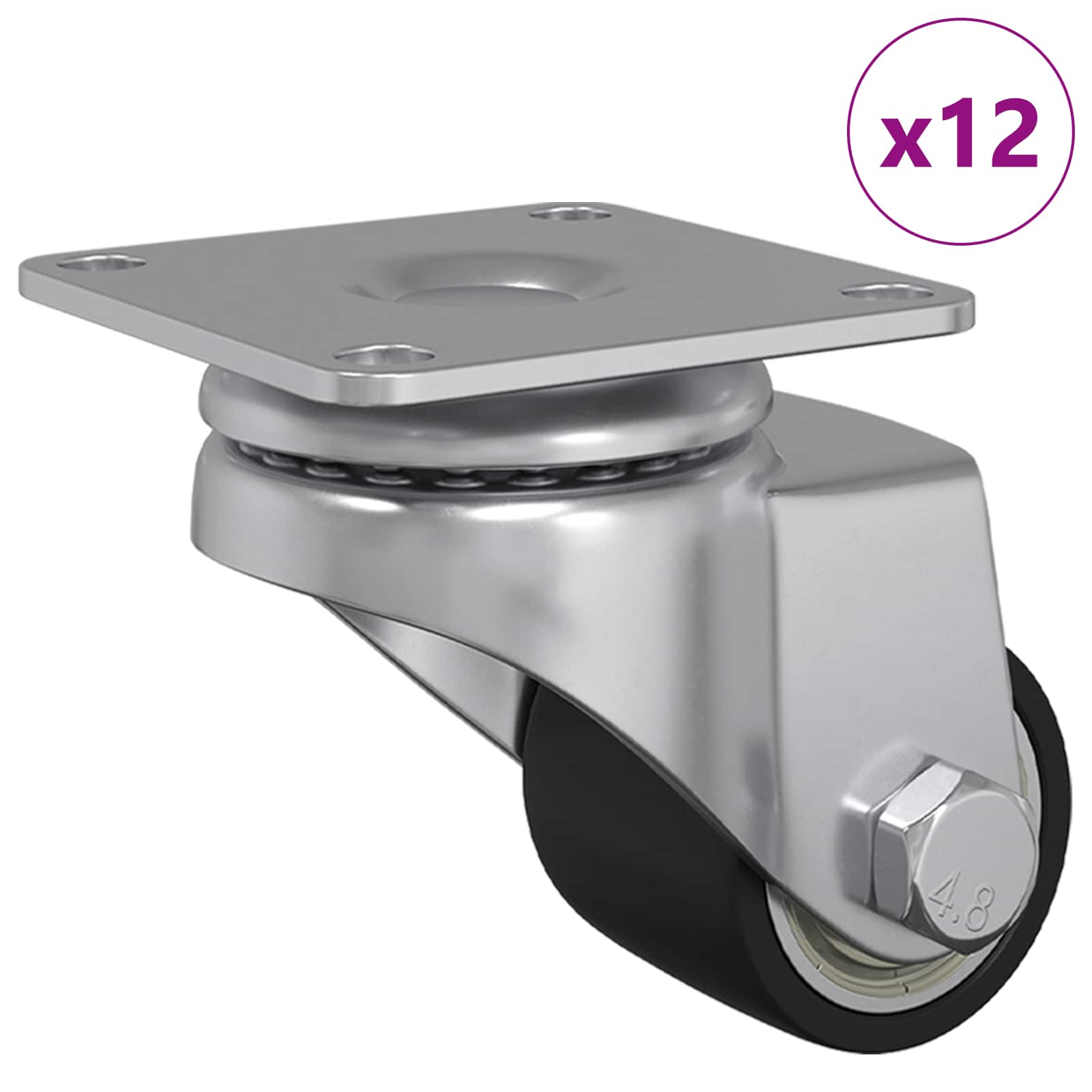 Caster 12 pcs Zilver 44,1 x 44,1 x 1,95 mm Nylon is nu te koop bij PeponiXL, paradijselijk wonen!