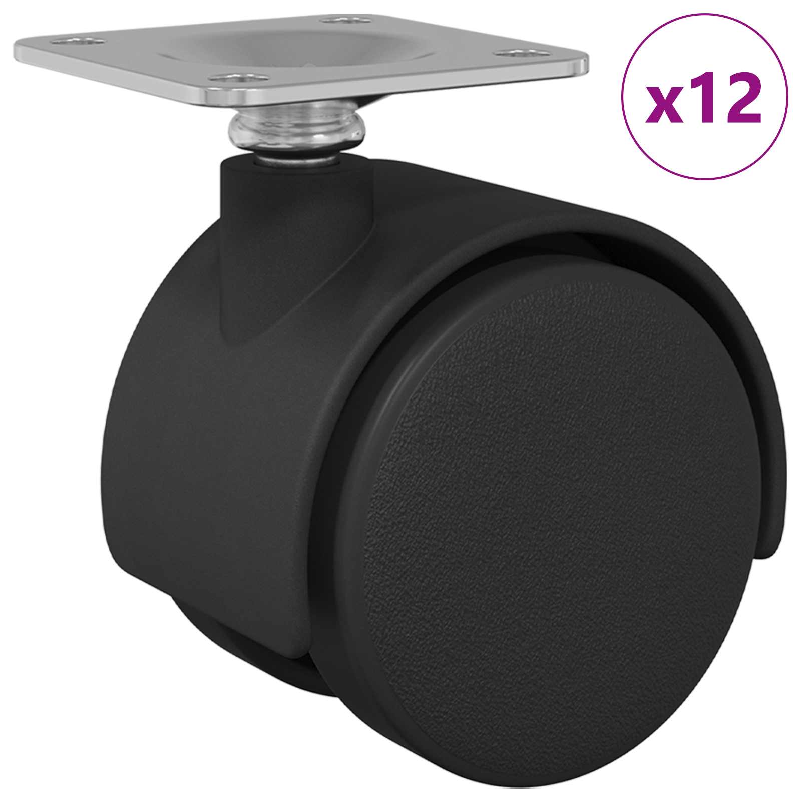 Zwenkwiel 12 pcs Zwart 39,5 x 39,5 x 37,8 mm Ijzer en PP is nu te koop bij PeponiXL, paradijselijk wonen!