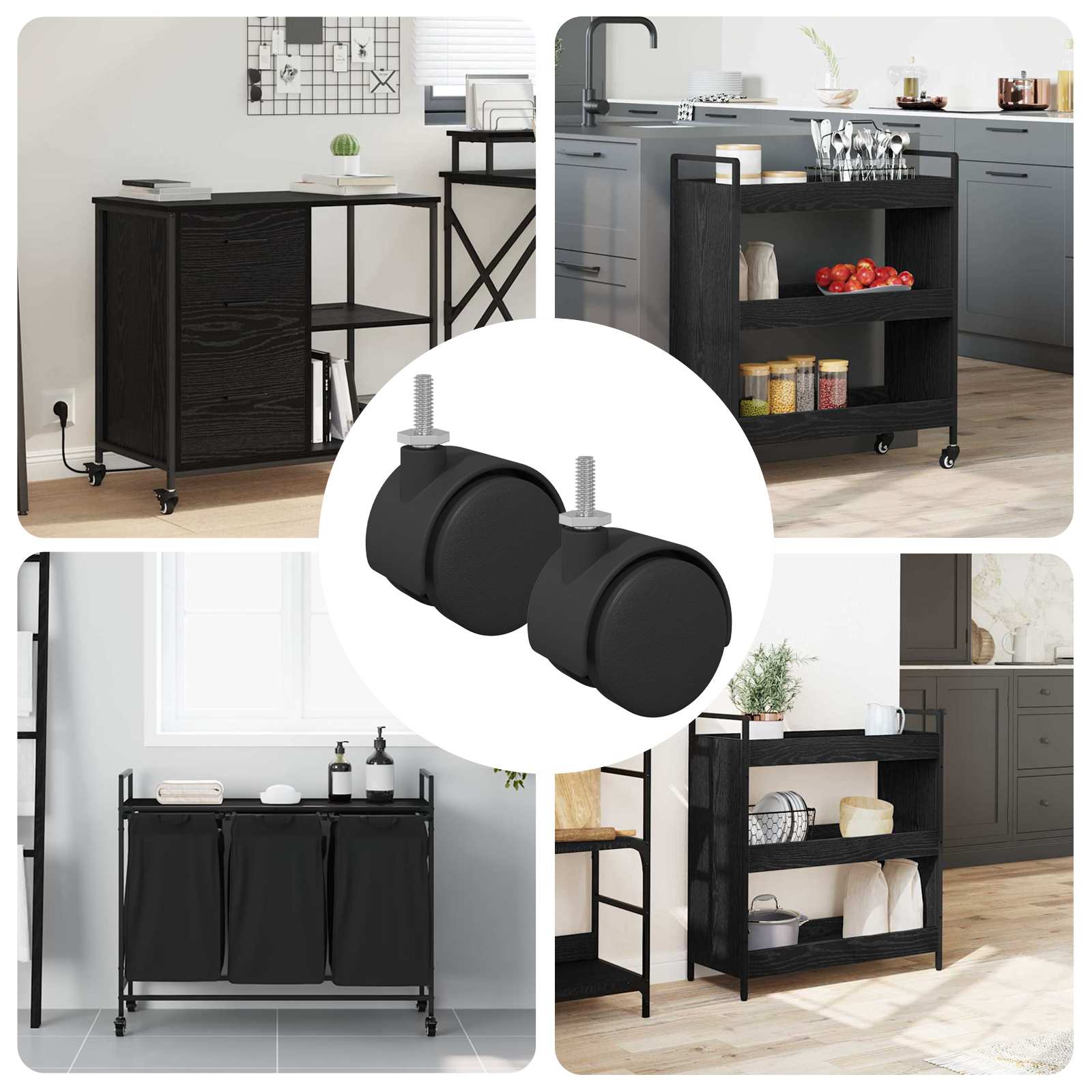 Caster 2 pcs Zwart en Zilver 40,1 x 40,1 x 37,8 mm Ijzer en PP is nu te koop bij PeponiXL, paradijselijk wonen!