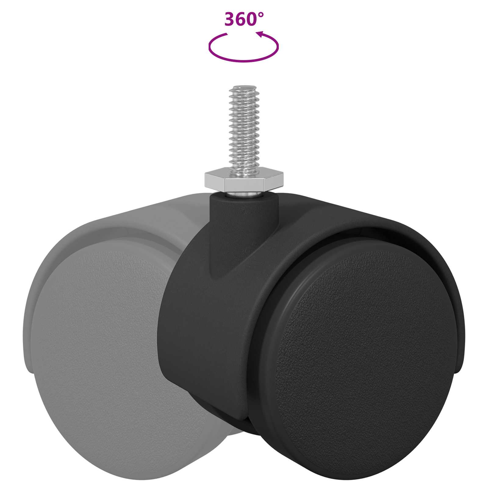 Caster 2 pcs Zwart en Zilver 40,1 x 40,1 x 37,8 mm Ijzer en PP is nu te koop bij PeponiXL, paradijselijk wonen!