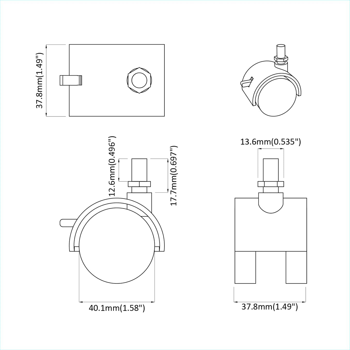 Caster 2 pcs Zwart en Zilver 40,1 x 40,1 x 37,8 mm Ijzer en PP is nu te koop bij PeponiXL, paradijselijk wonen!