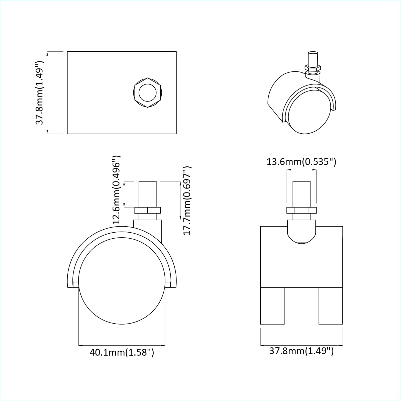 Wielen 2 pcs Zwart 40,1 x 37,8 mm PP en IJzer is nu te koop bij PeponiXL, paradijselijk wonen!