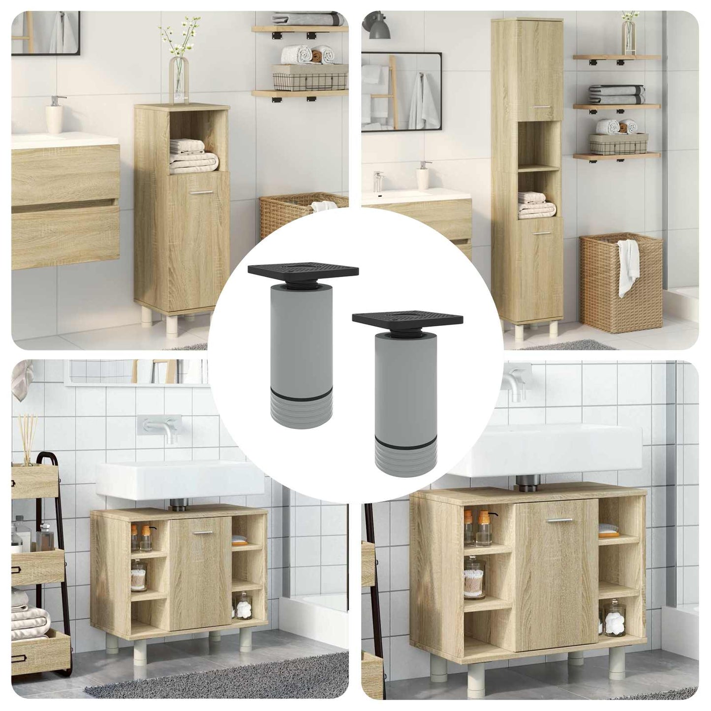Meubelpoten Verstelbaar 2 pcs Wit 64 x 64 x 100 mm PP is nu te koop bij PeponiXL, paradijselijk wonen!