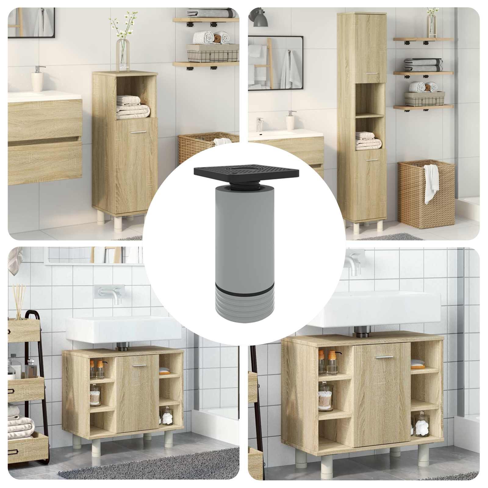 Meubelpoten Verstelbaar 12 pcs Wit 64 x 64 x 100 mm PP is nu te koop bij PeponiXL, paradijselijk wonen!