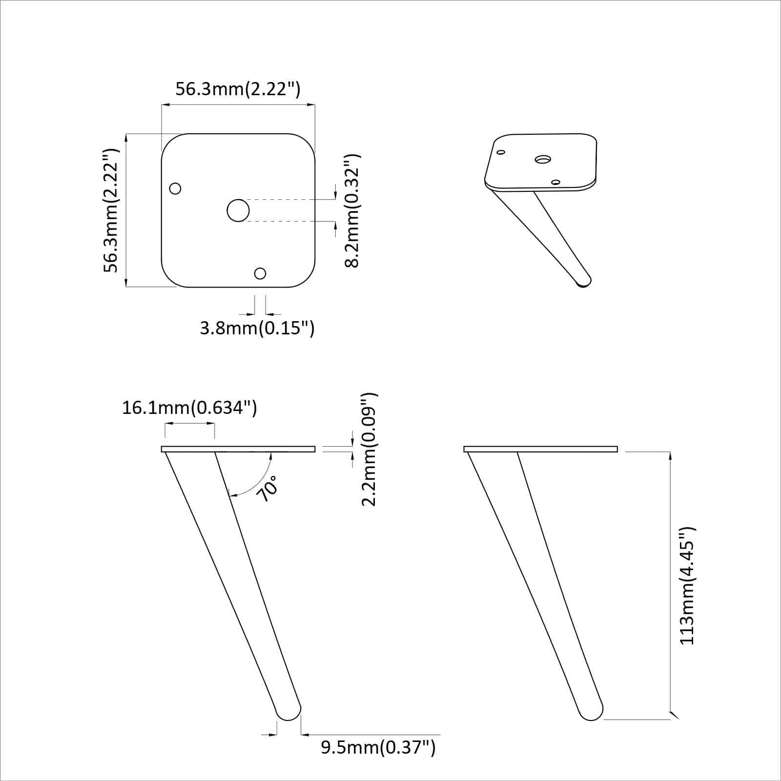 Staande Voeten 12 pcs Zwart 56 x 56 x 100 mm IJzer is nu te koop bij PeponiXL, paradijselijk wonen!