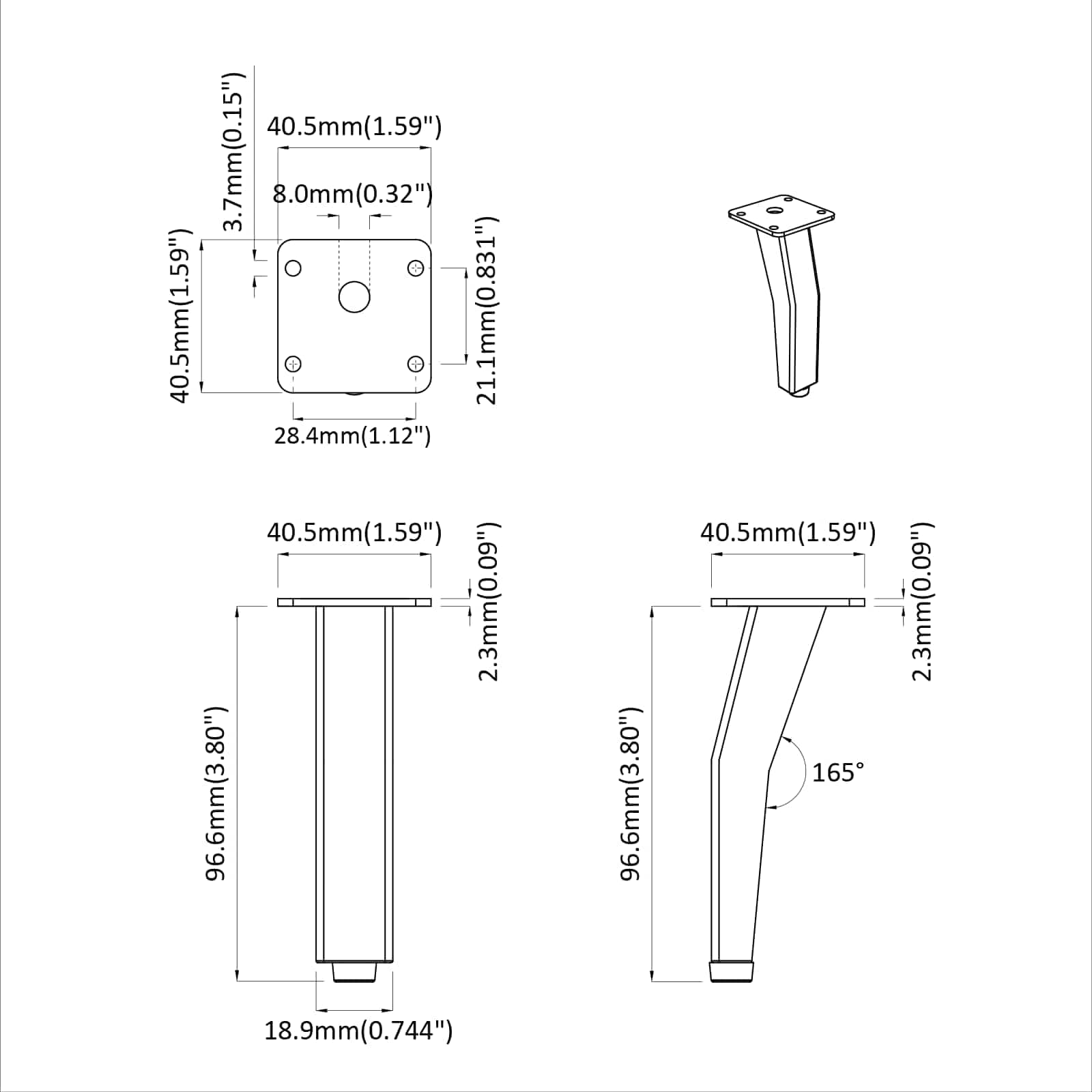 Staande Poten 12 pcs Zwart 40 x 40 x 100 mm IJzer is nu te koop bij PeponiXL, paradijselijk wonen!