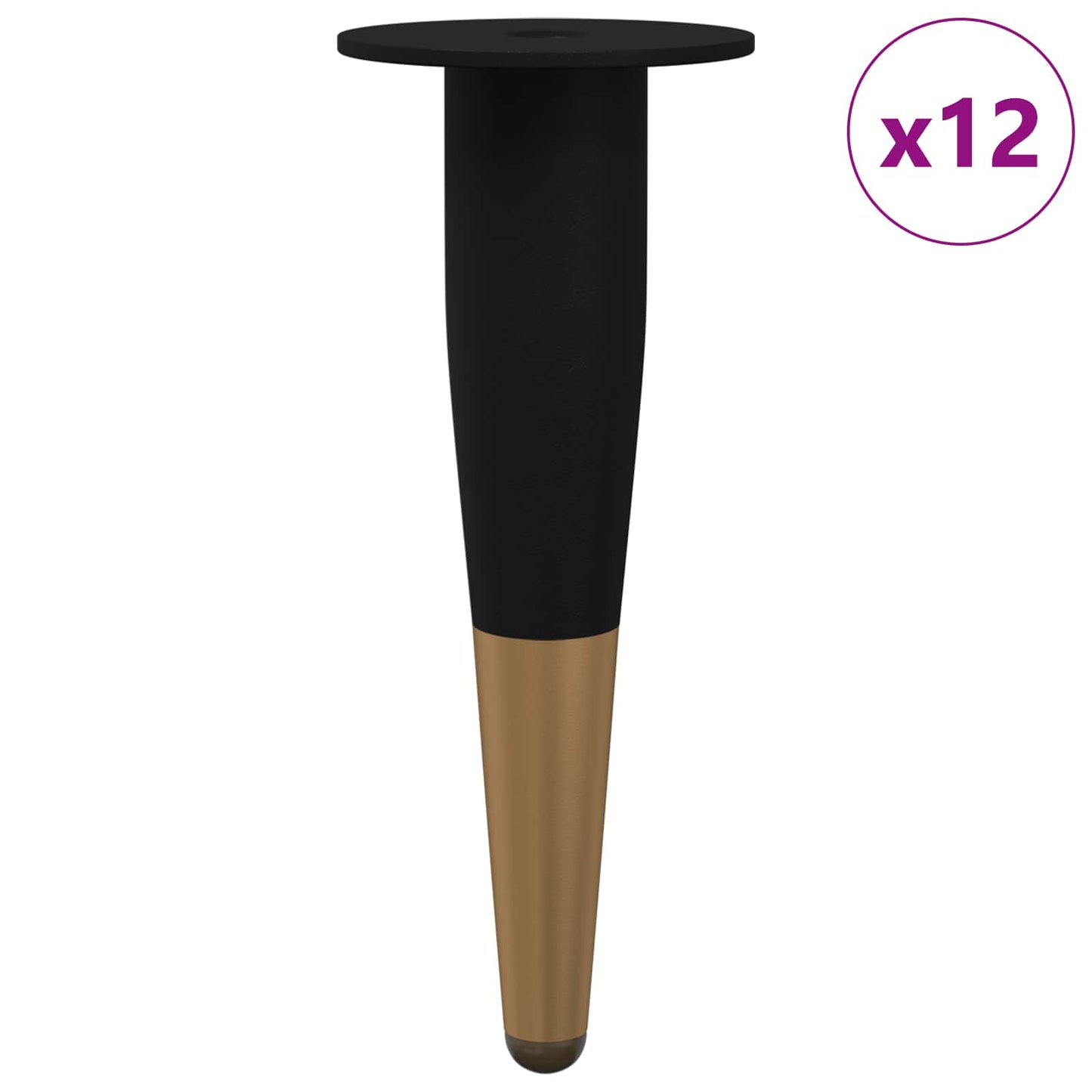 Meubelpoten 12 pcs Zwart en Goud Ø 40 x 98 mm IJzer is nu te koop bij PeponiXL, paradijselijk wonen!