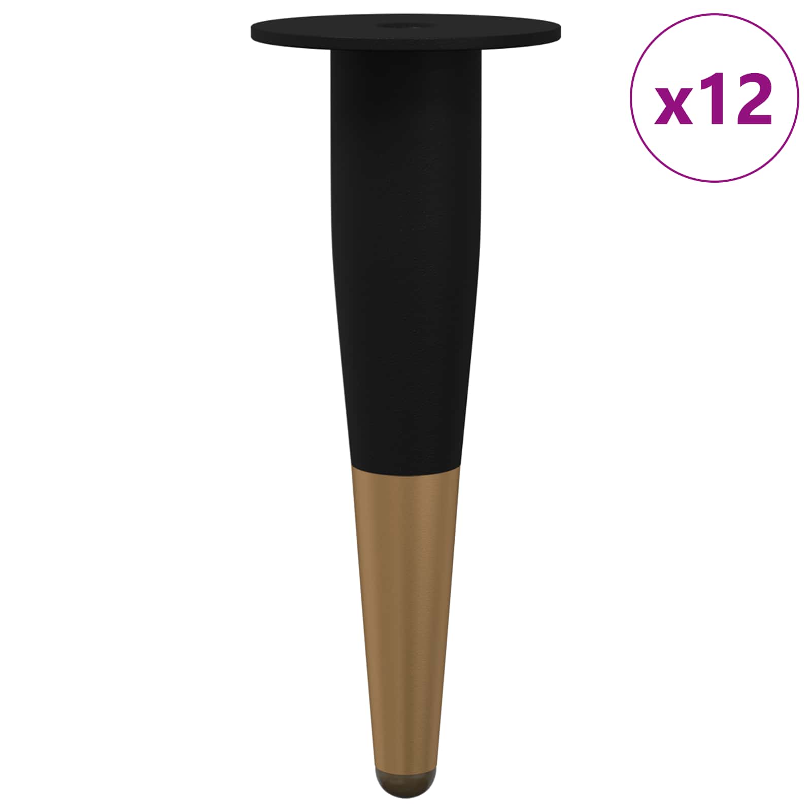 Meubelpoten 12 pcs Zwart en Goud Ø 40 x 98 mm IJzer is nu te koop bij PeponiXL, paradijselijk wonen!