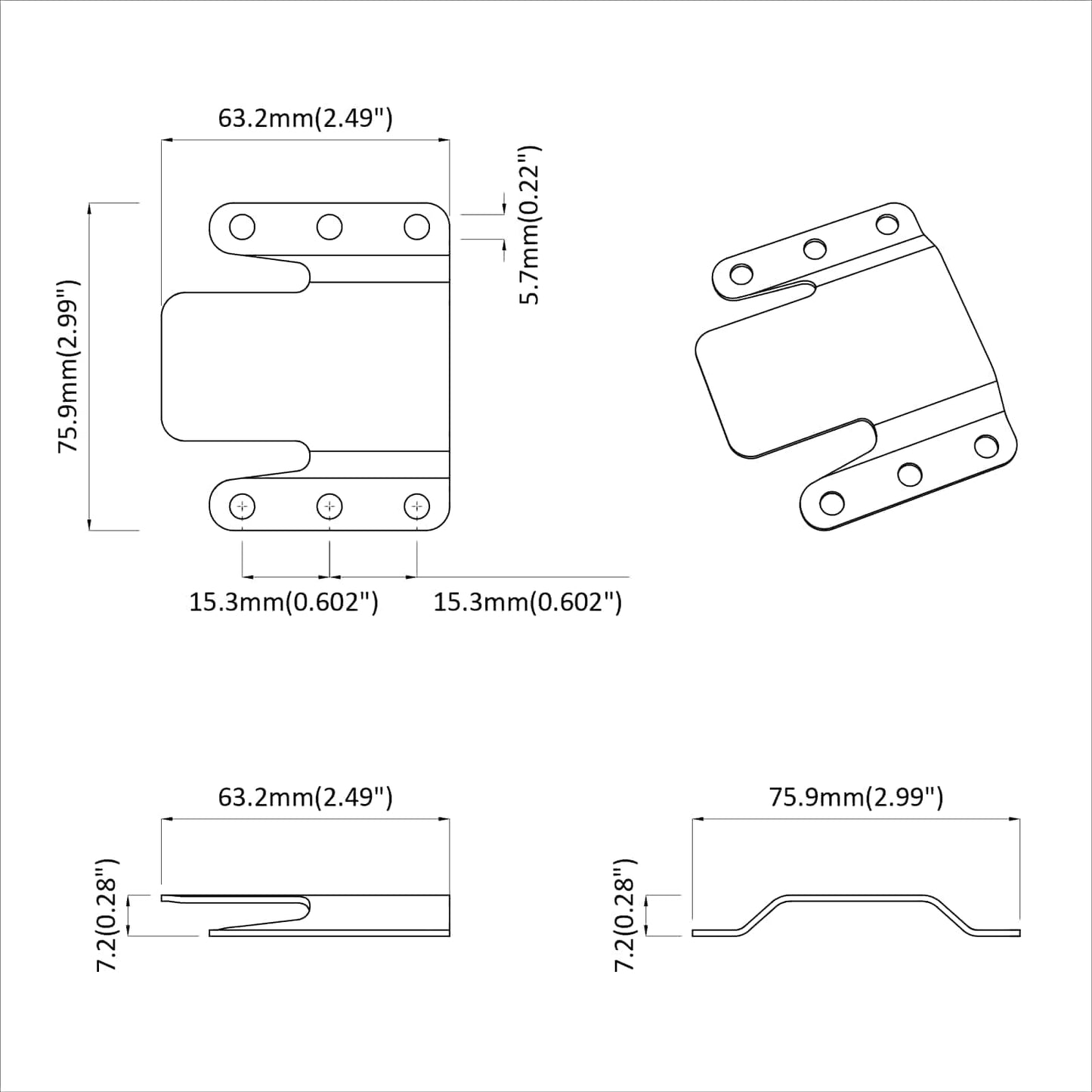 Flush Mount Beugel 419 pcs Zilver 75 x 66 x 1,4 mm Staal is nu te koop bij PeponiXL, paradijselijk wonen!