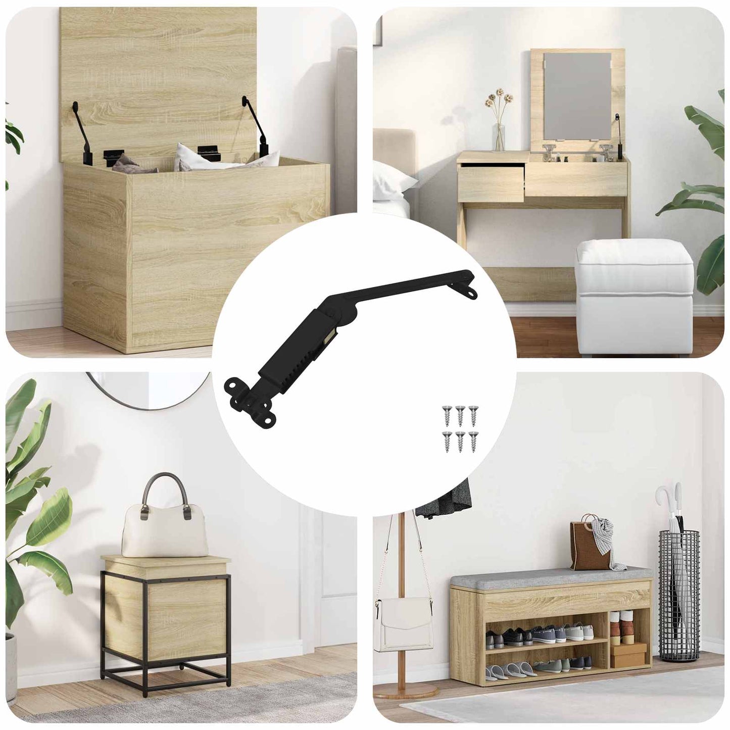 Deksel ondersteunend scharnier 12 pcs Zwart 192 x 32 x 50 mm is nu te koop bij PeponiXL, paradijselijk wonen!