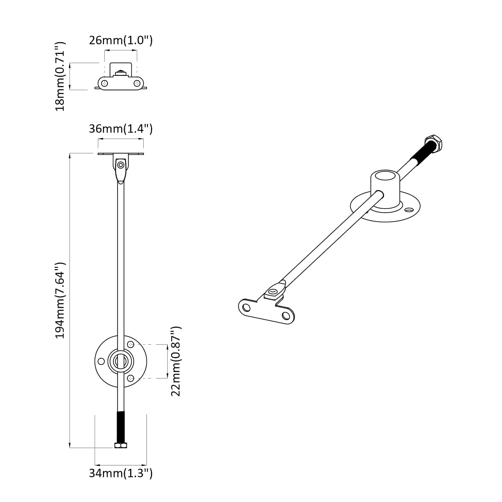 Deksel ondersteunend scharnier 2 pcs Zilver 194 x 36 x 18 mm is nu te koop bij PeponiXL, paradijselijk wonen!