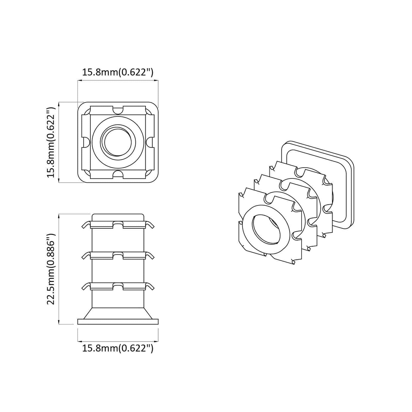 Draadbuis Invoeg 1818 pcs Zwart en Zilver 15,8 x 15,8 x 22,5 mm is nu te koop bij PeponiXL, paradijselijk wonen!