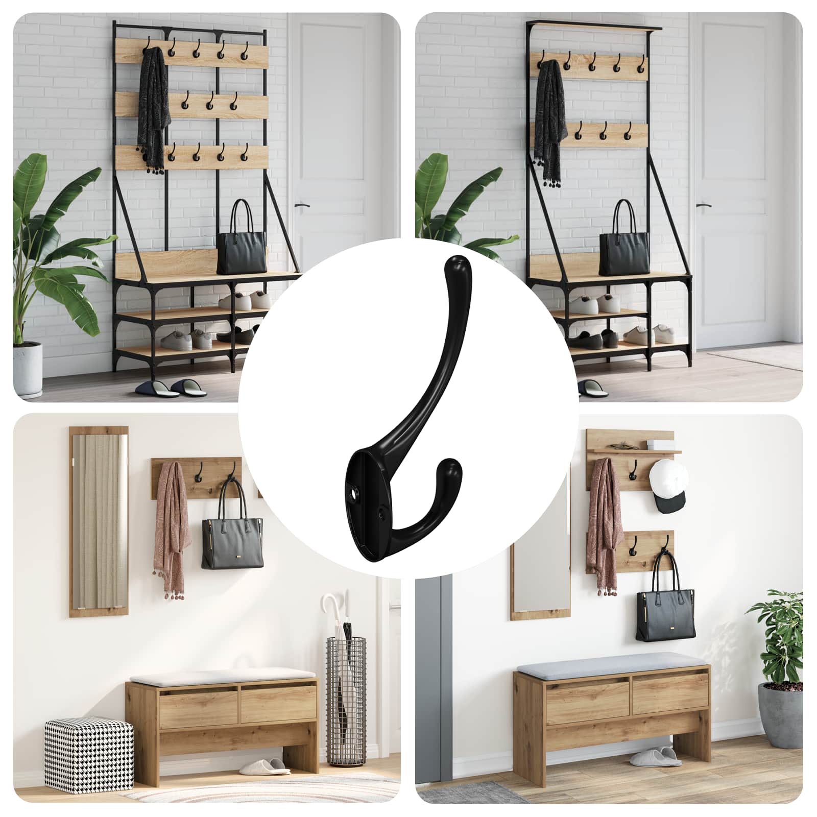 Kledinghaak 12 pcs Zwart 102 x 29 x 47mm Zinklegering is nu te koop bij PeponiXL, paradijselijk wonen!