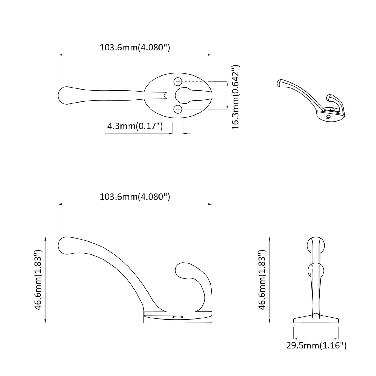 Kledinghaak 12 pcs Zwart 102 x 29 x 47mm Zinklegering is nu te koop bij PeponiXL, paradijselijk wonen!