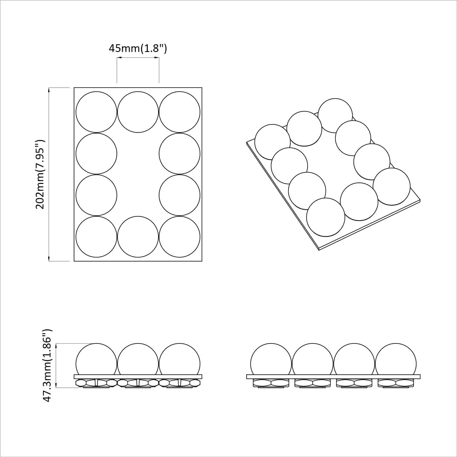 Spiegel Lichten Wit 4,5 x 4,5 x 4,7 cm Kunststof is nu te koop bij PeponiXL, paradijselijk wonen!