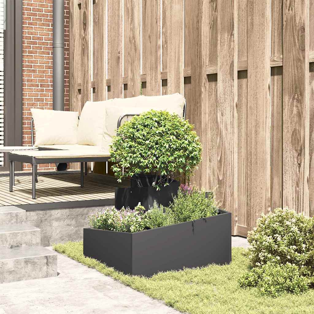 Tuin Bloempot Zwart 60 x 60 x 50 cm Koudgewalst staal is nu te koop bij PeponiXL, paradijselijk wonen!