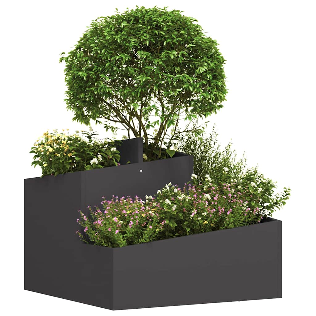 Tuin Bloempot Zwart 60 x 60 x 50 cm Koudgewalst staal is nu te koop bij PeponiXL, paradijselijk wonen!