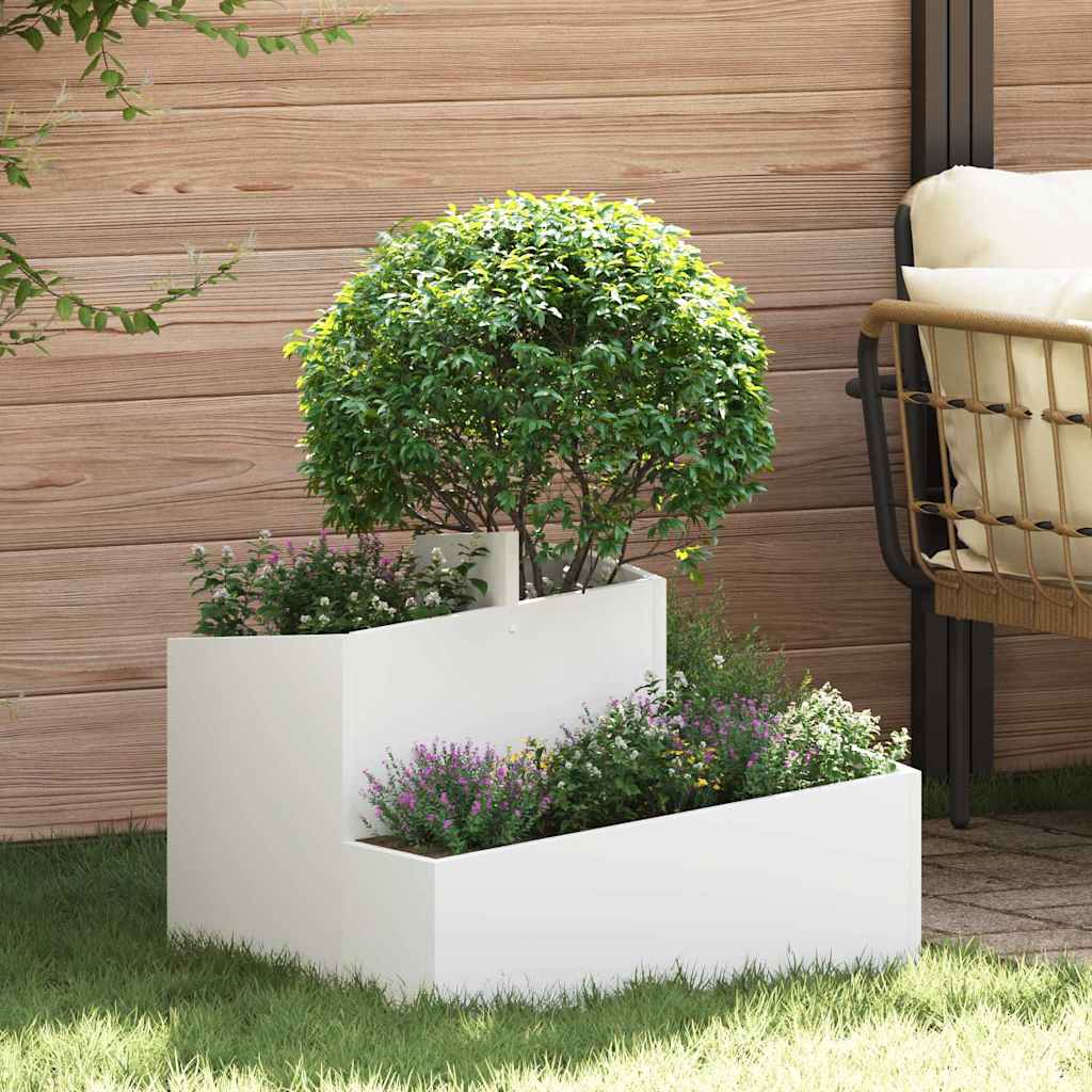 Tuin Bloempot Wit 60 x 60 x 50 cm Koudgewalst staal is nu te koop bij PeponiXL, paradijselijk wonen!