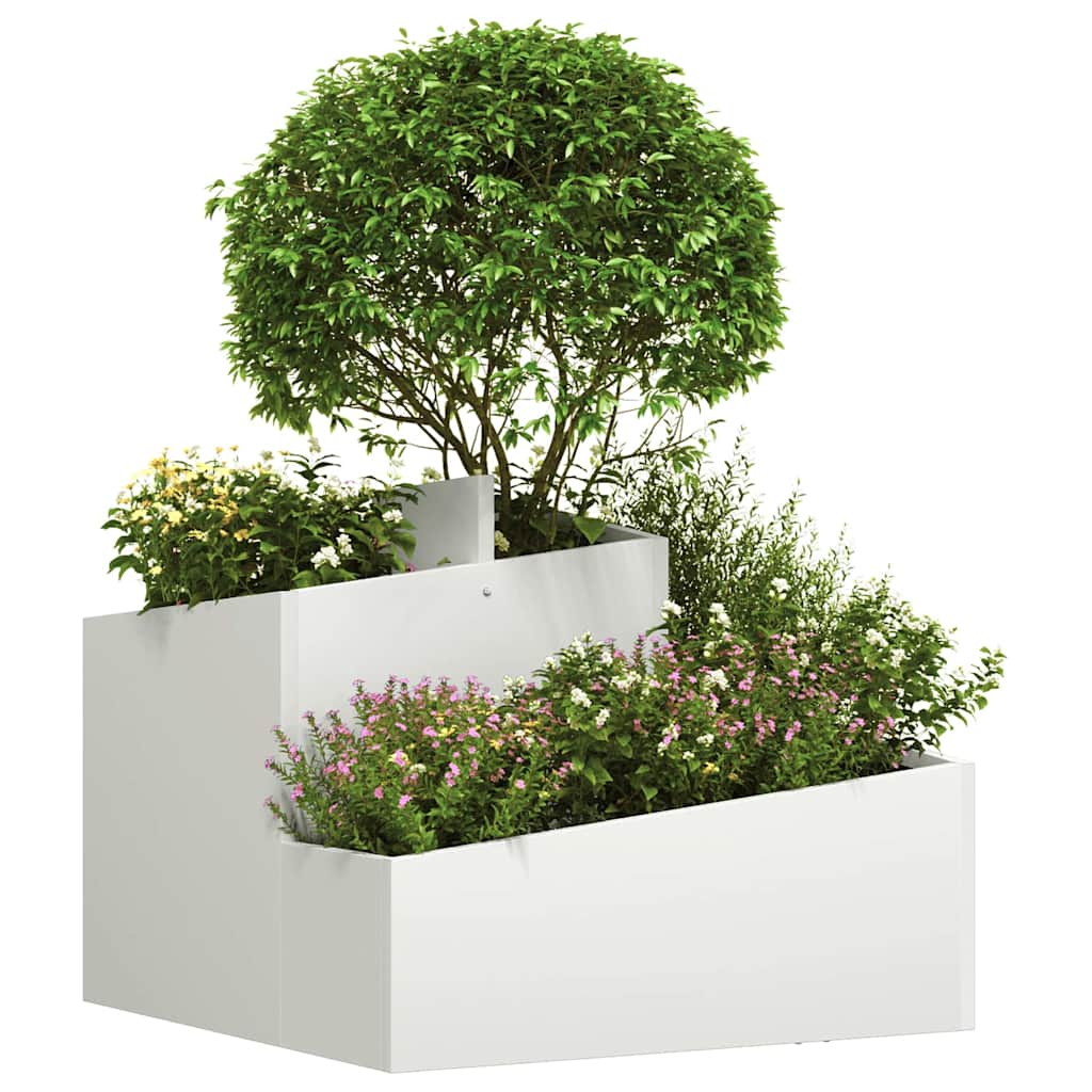 Tuin Bloempot Wit 60 x 60 x 50 cm Koudgewalst staal is nu te koop bij PeponiXL, paradijselijk wonen!