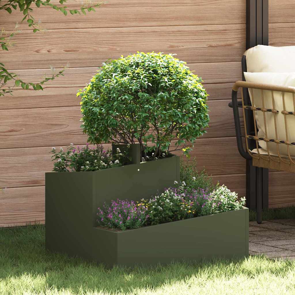Tuin Bloempot Olijf Groen 60 x 60 x 50 cm Koudgewalst staal is nu te koop bij PeponiXL, paradijselijk wonen!